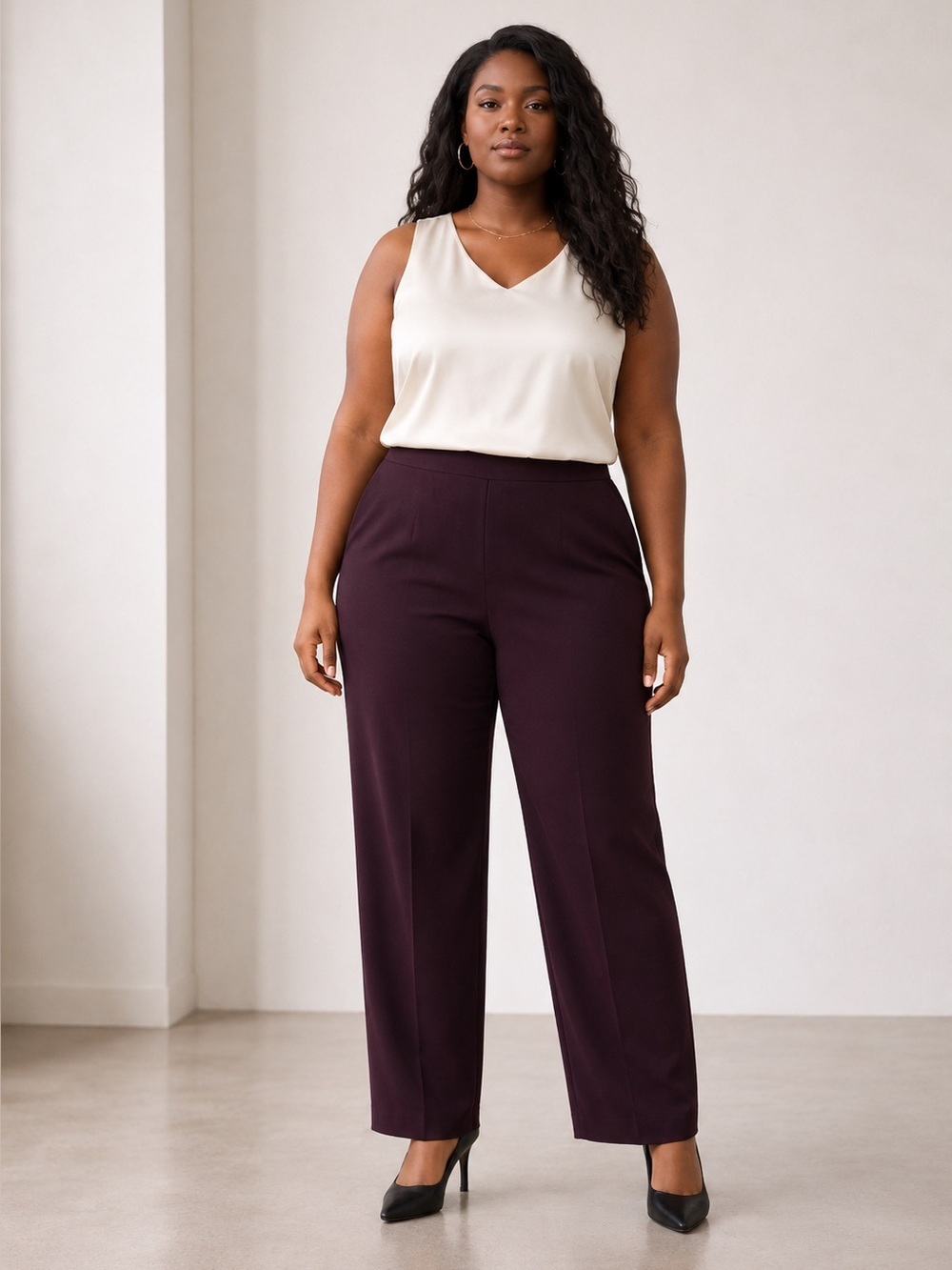 Eileen Fisher 3X Cassis Stretch Career Pants Luxe Minimalist Executive Essential